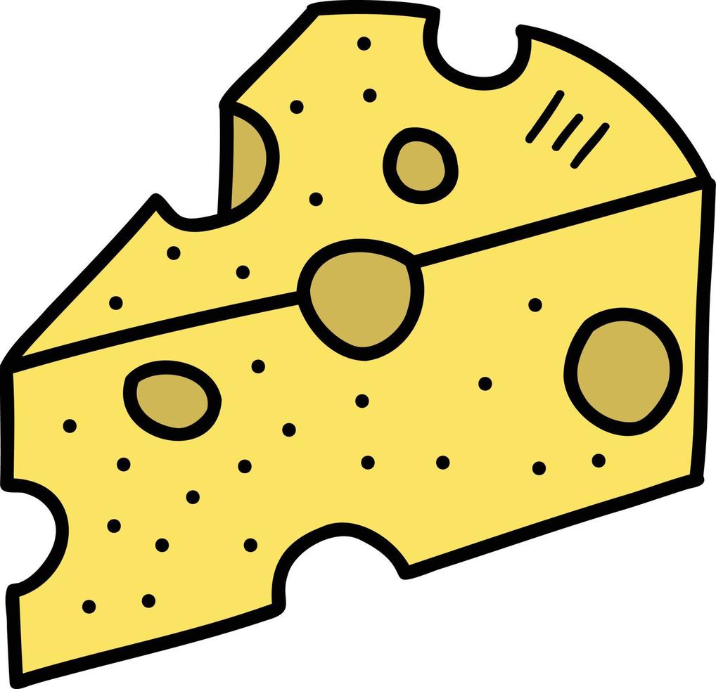 dibujado a mano ilustración de queso triangular vector