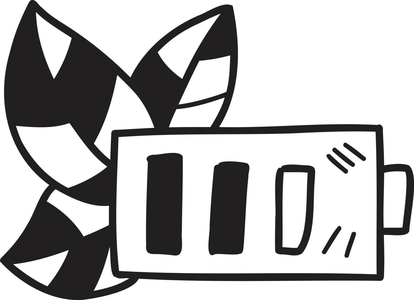 Hand Drawn battery and leaves illustration vector