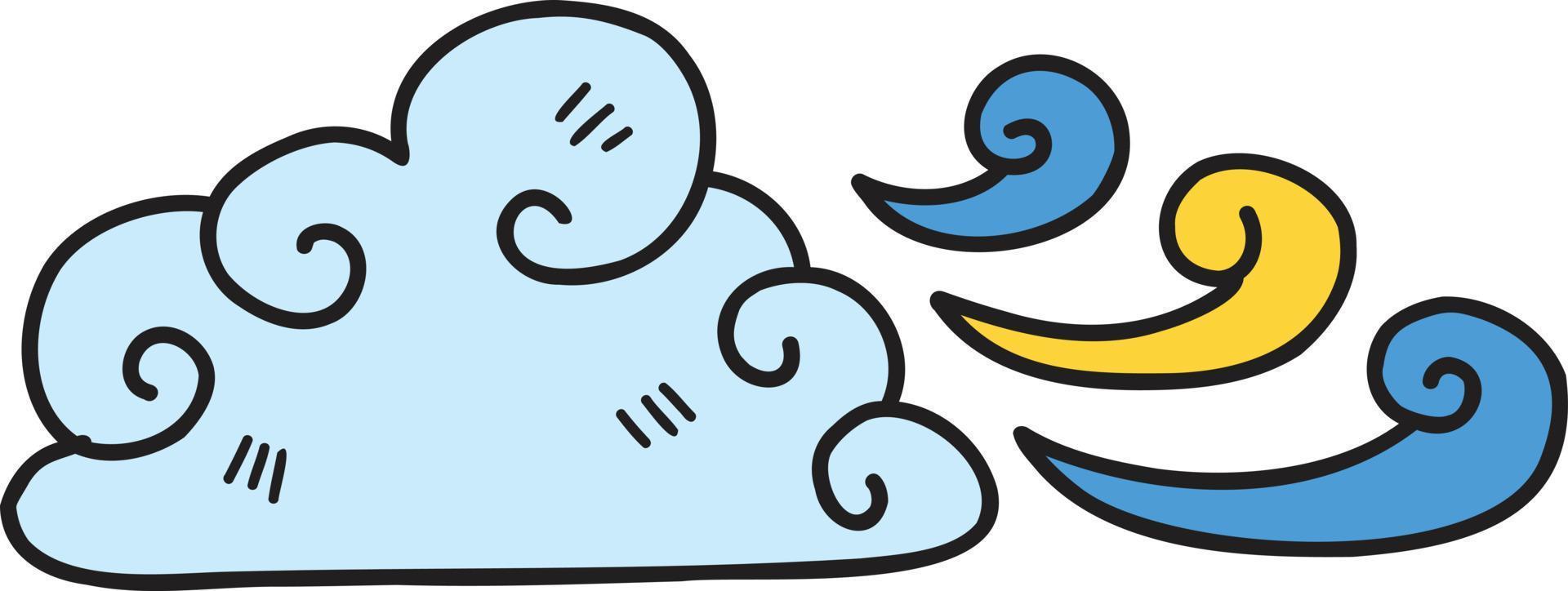 Hand Drawn clouds and wind illustration vector
