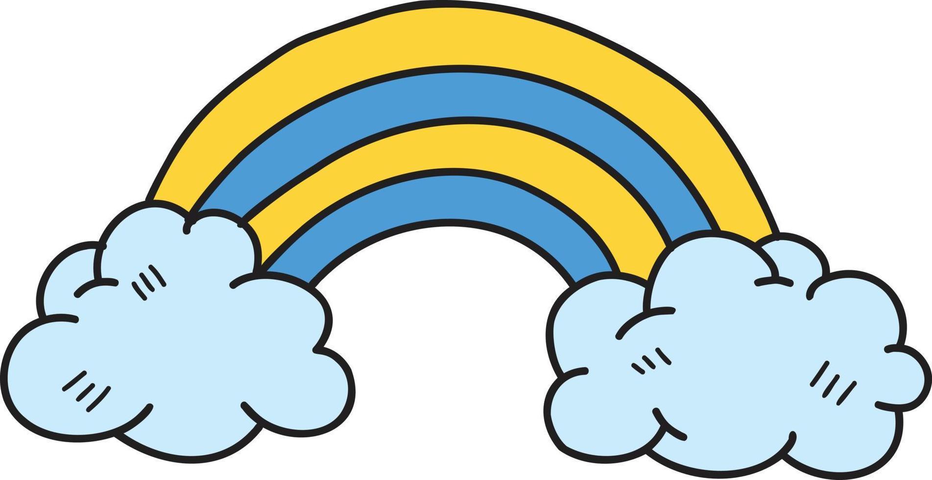 Hand Drawn clouds and rainbow illustration vector