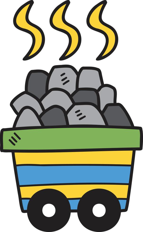 Hand Drawn coal cart illustration vector