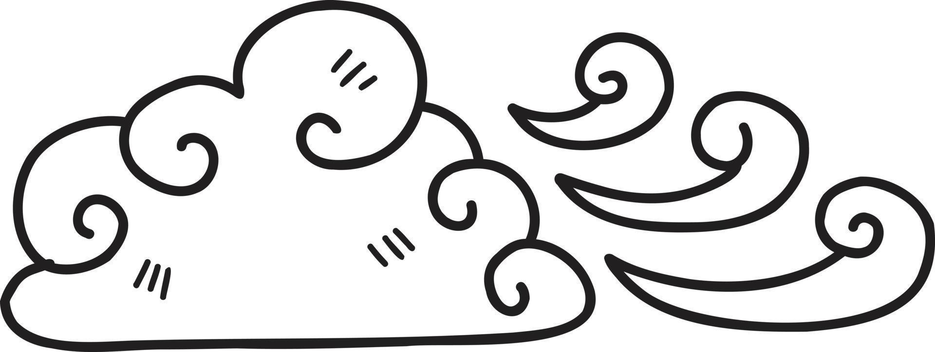 Hand Drawn clouds and wind illustration vector