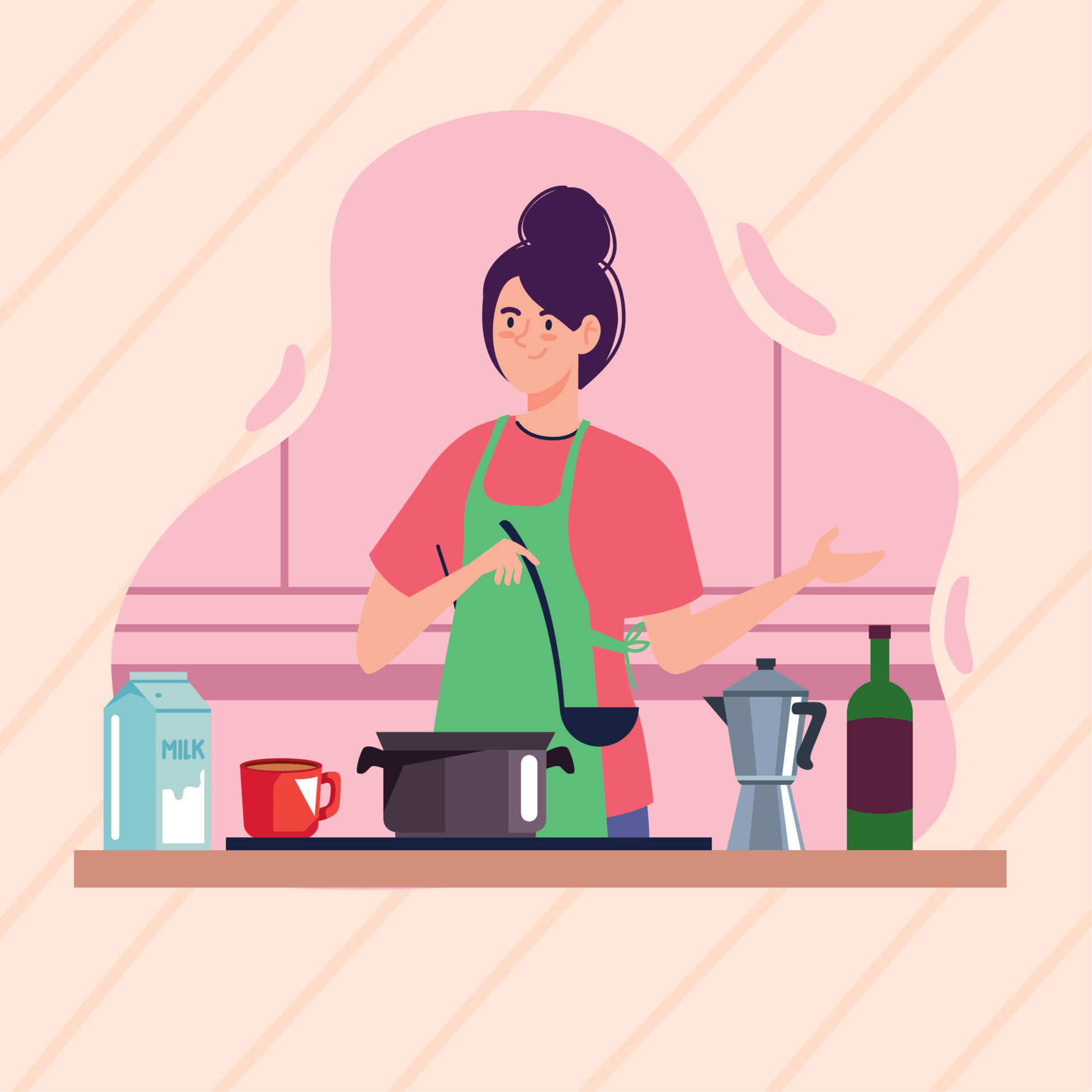 Woman cooking with kettle 14533929 vector art at vecteezy