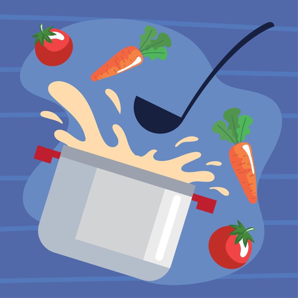 kitchen pot with vegetables vector