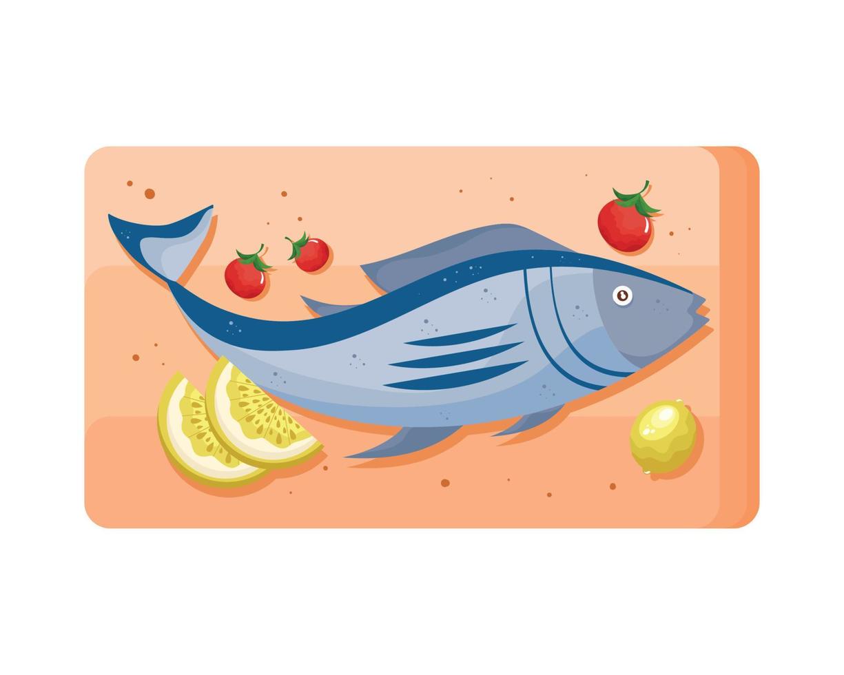 delicious fish in dish vector