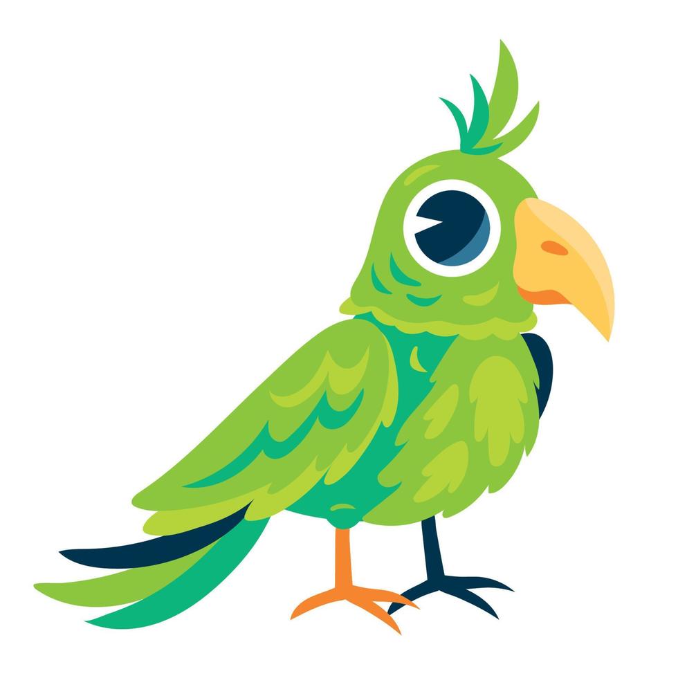 cute green parrot pet vector