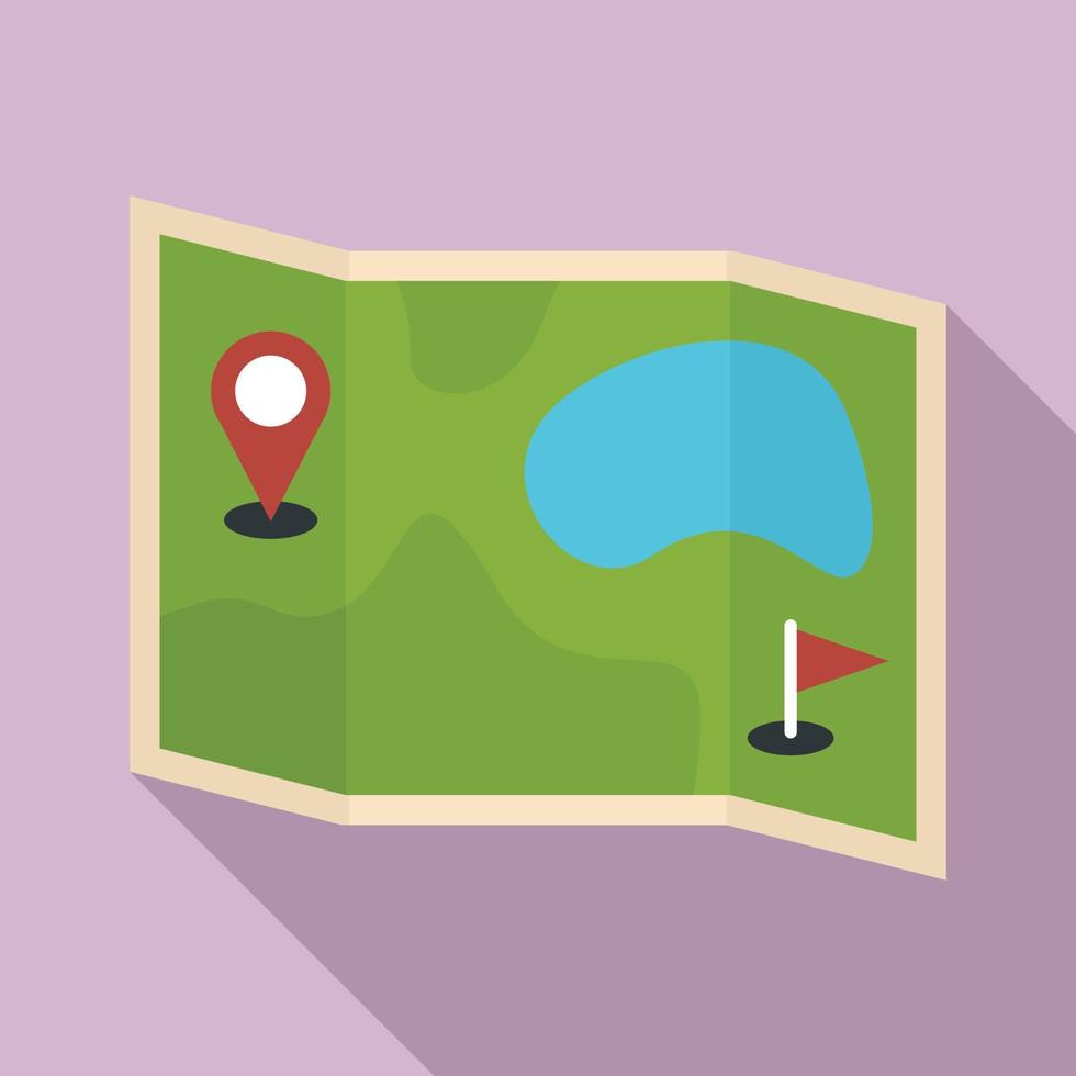 Golf field map icon, flat style vector