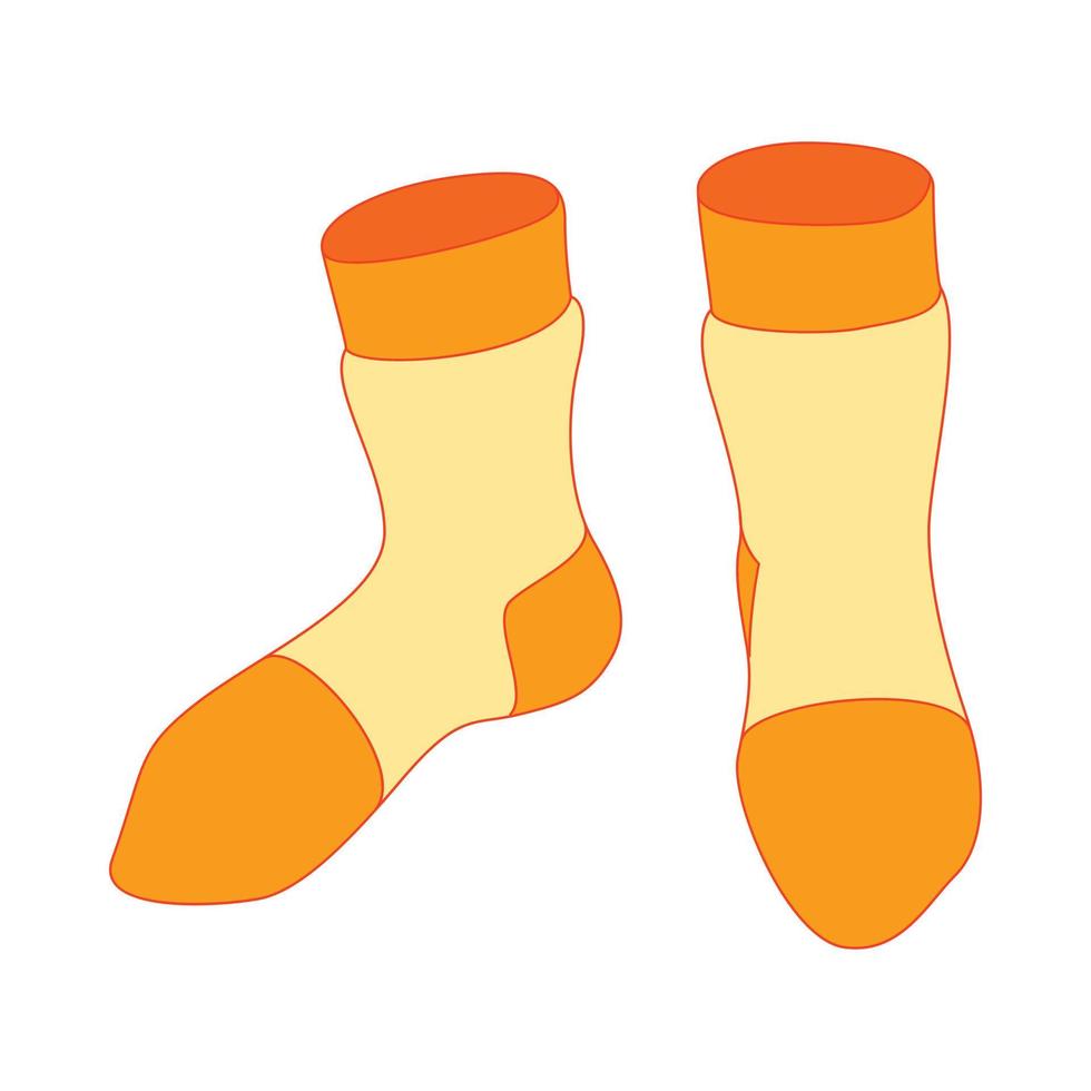 par de calcetines amarillos icono, estilo de dibujos animados vector