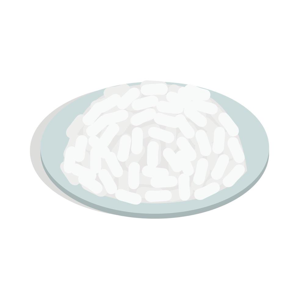 Bowl of rice icon in isometric 3d style vector