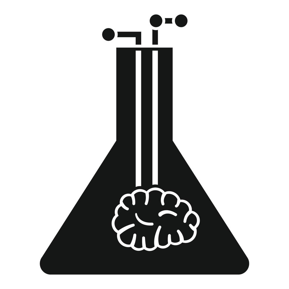 Ai flask brain icon, simple style vector