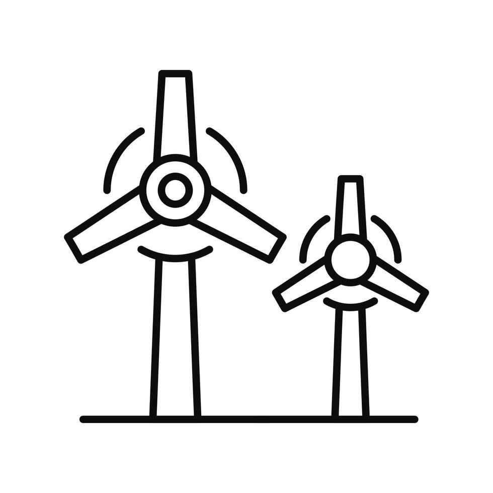 icono de planta de energía eólica, estilo de esquema vector