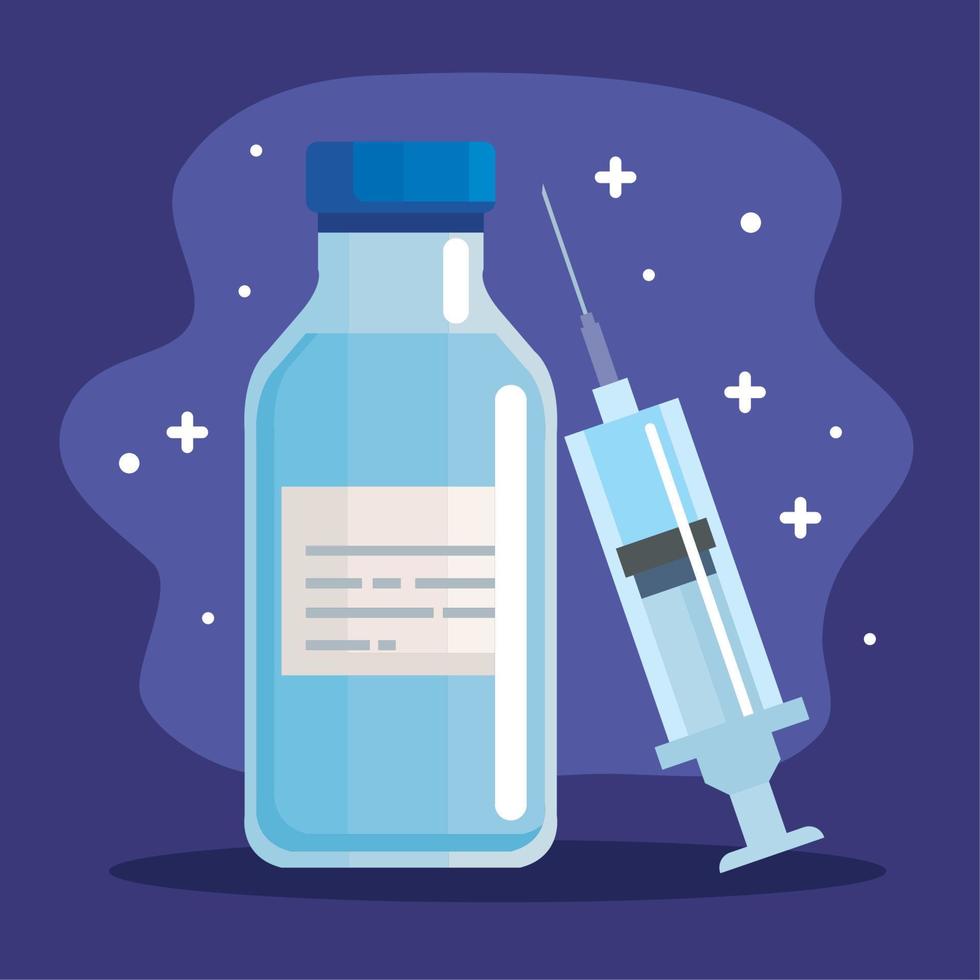 vial de vacuna e inyección vector