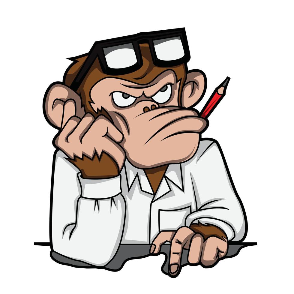 Monkey Thinking The Job Illustration vector