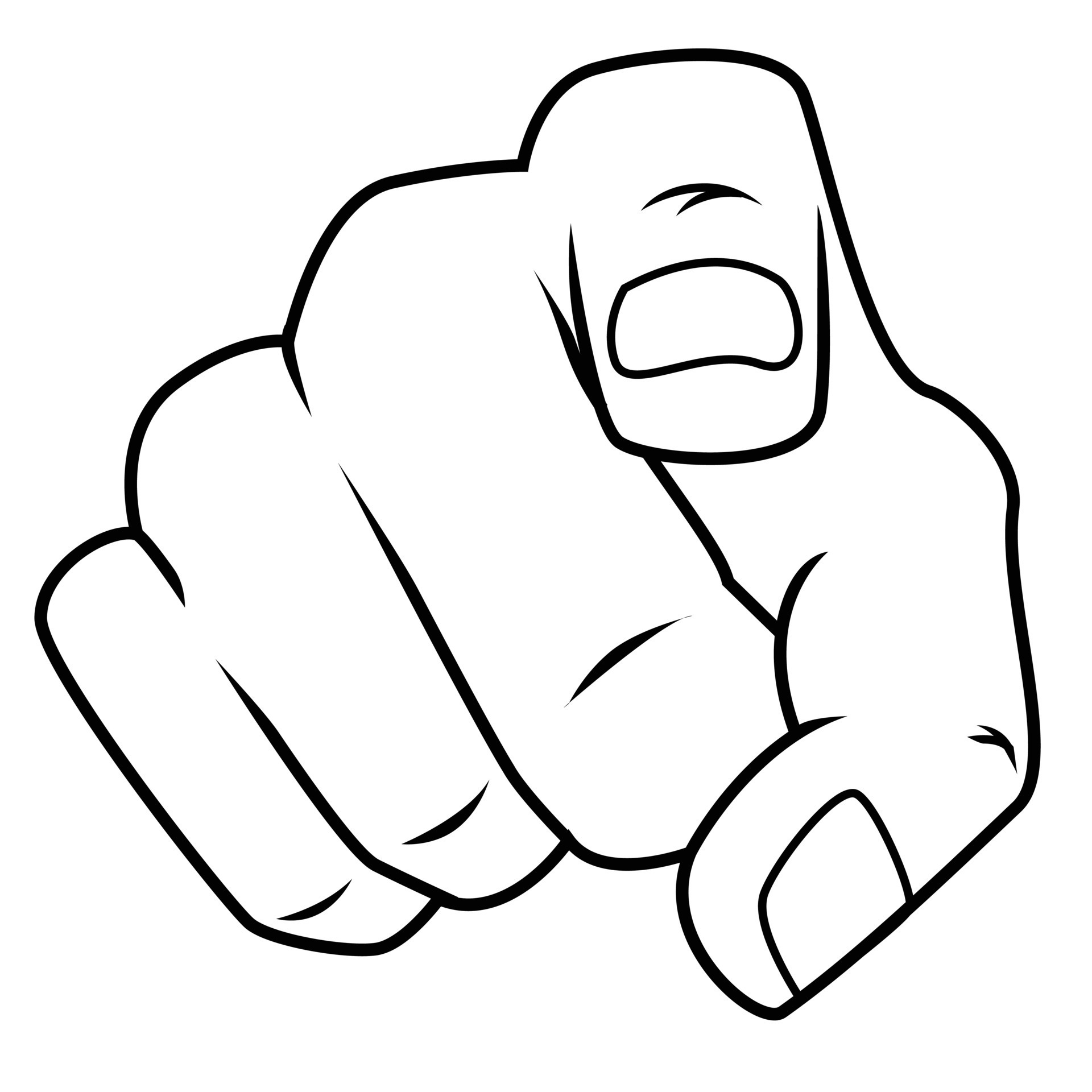 Pointing Finger Black and White 14534612 Vector Art at Vecteezy