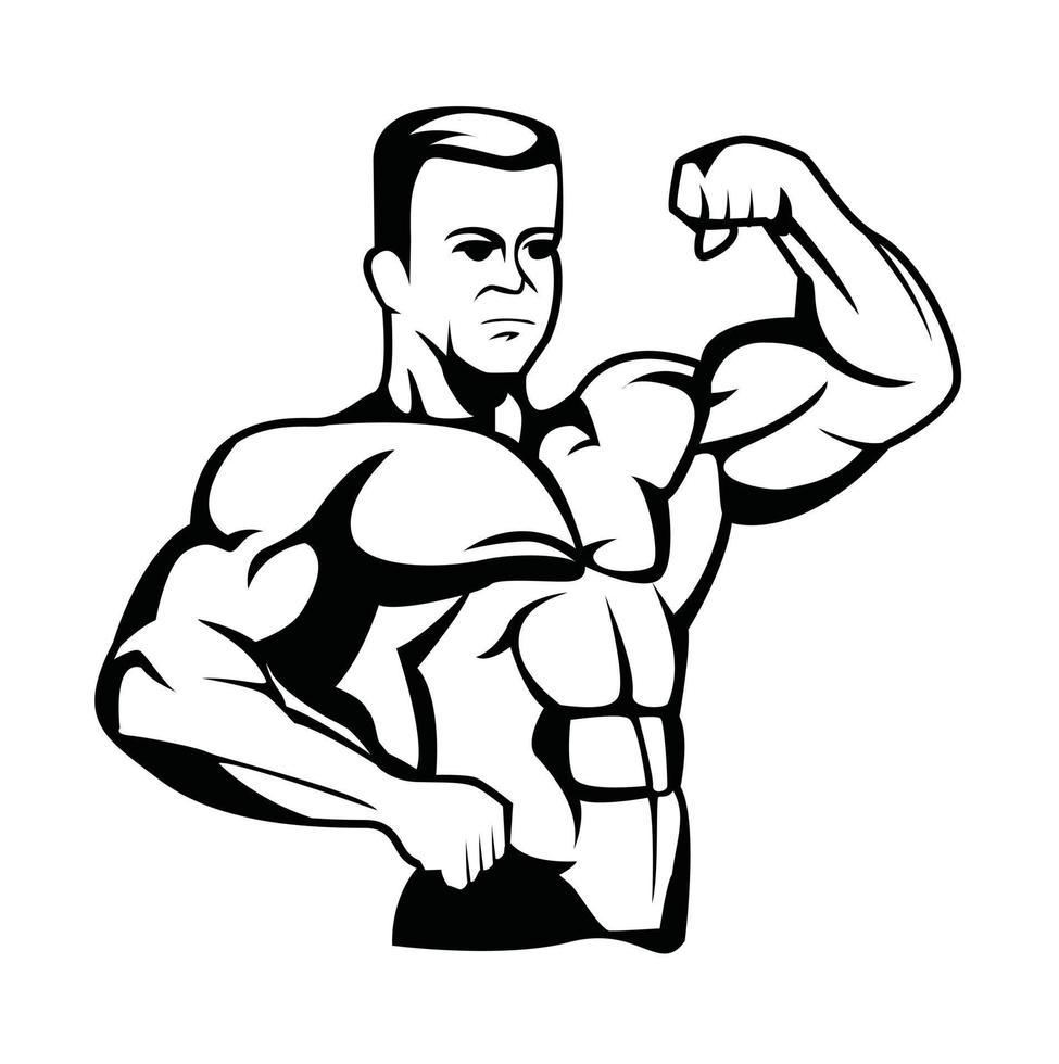 Muscular Body Builder Illustration vector