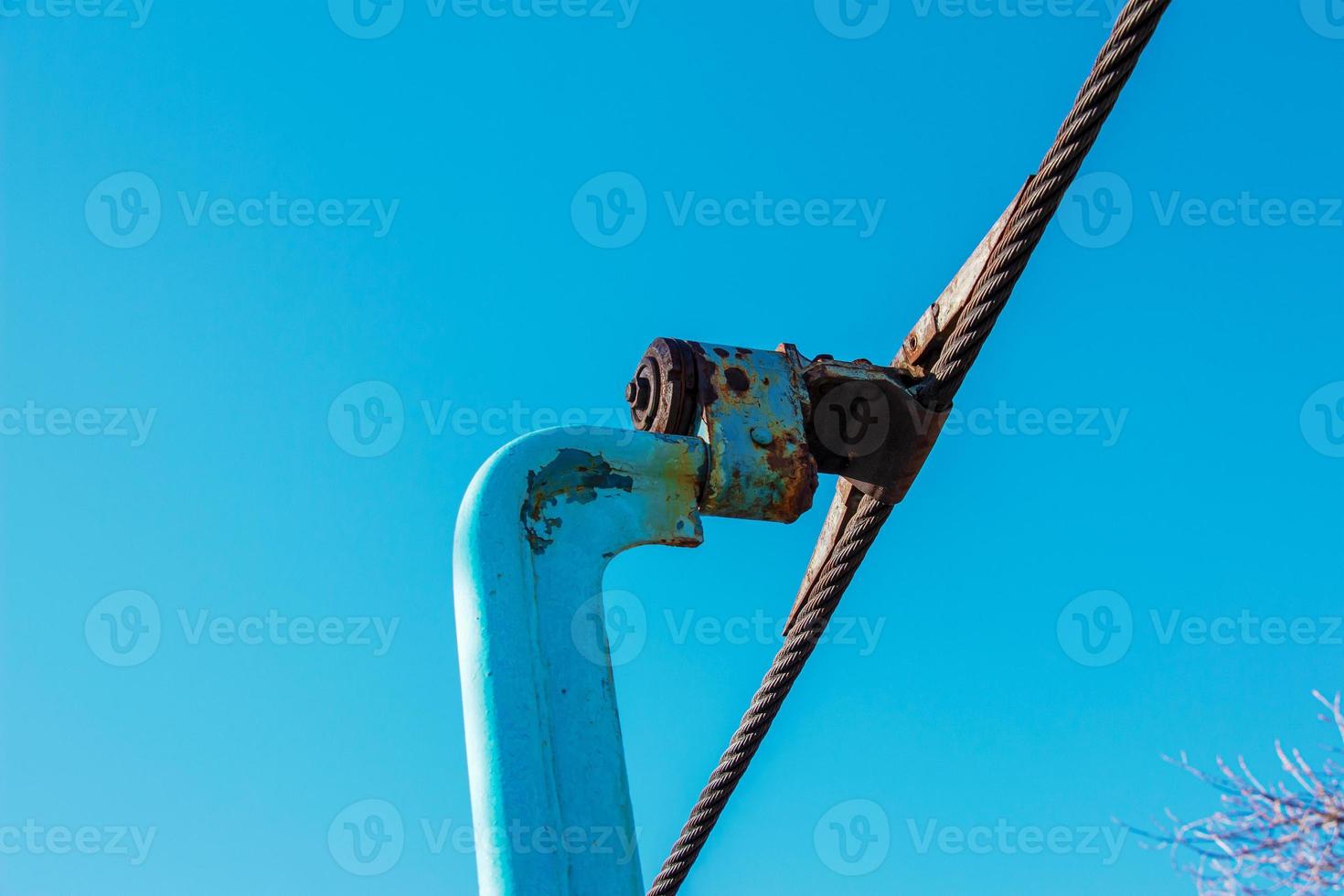 Old cable car in Dnepropetrovsk. Cableway equipment and mechanisms. photo