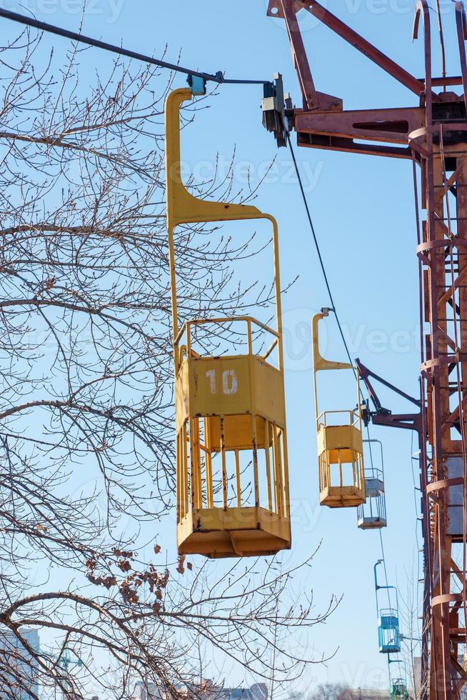Old cable car in Dnepropetrovsk. Cableway equipment and mechanisms. photo