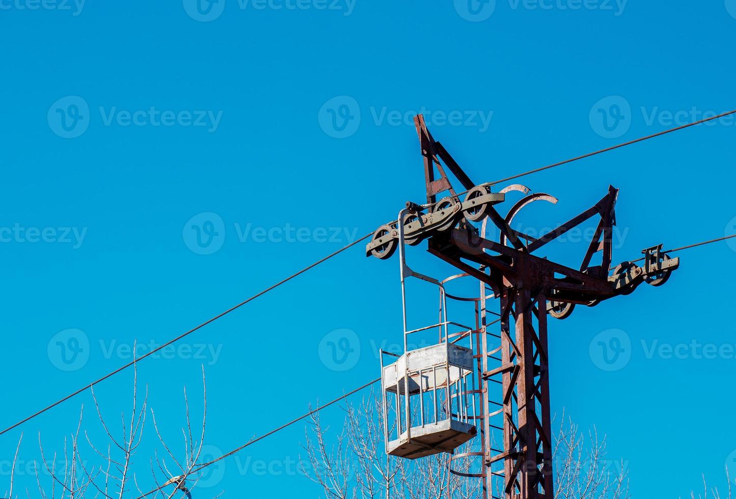 Old cable car in Dnepropetrovsk. Cableway equipment and mechanisms. photo