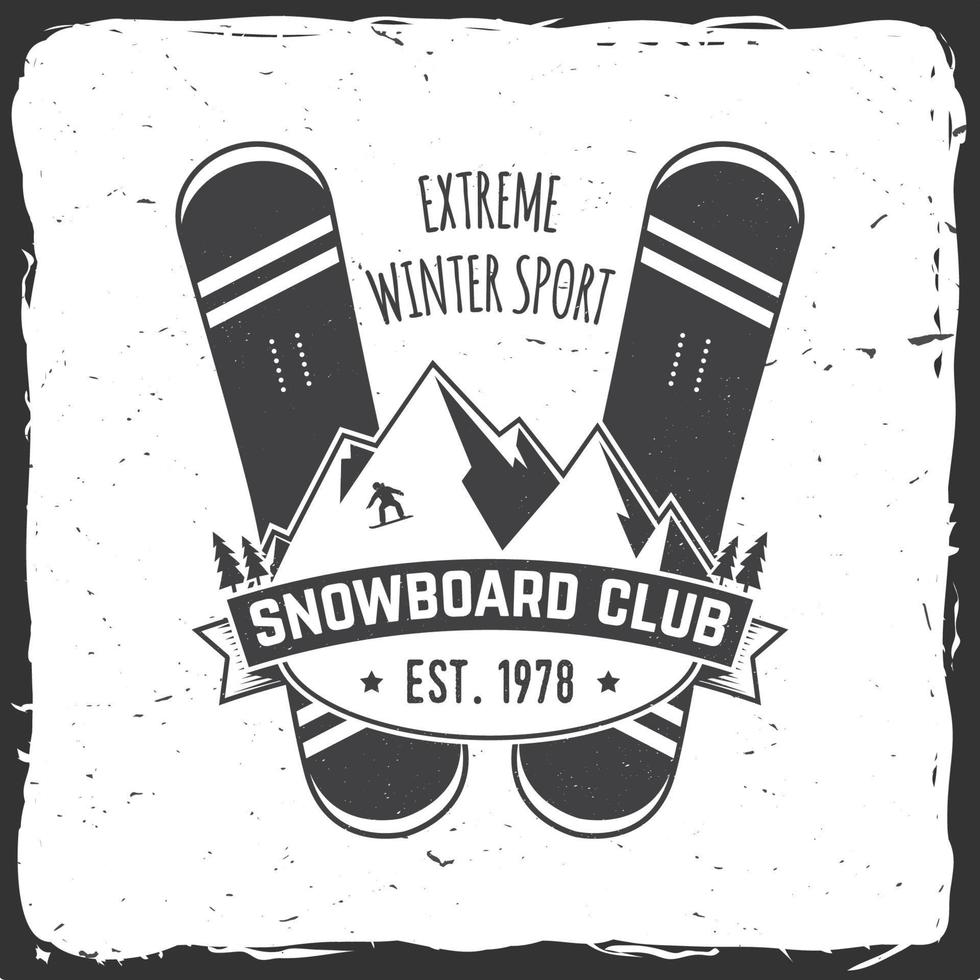 club de snowboard ilustración vectorial concepto para camisa, estampado, sello o camiseta. vector