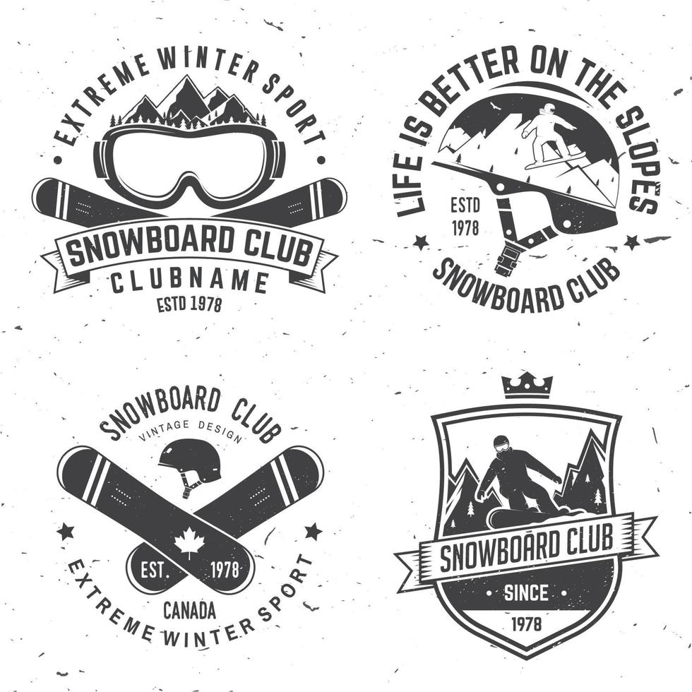 Set of Snowboard Club insignia. vector