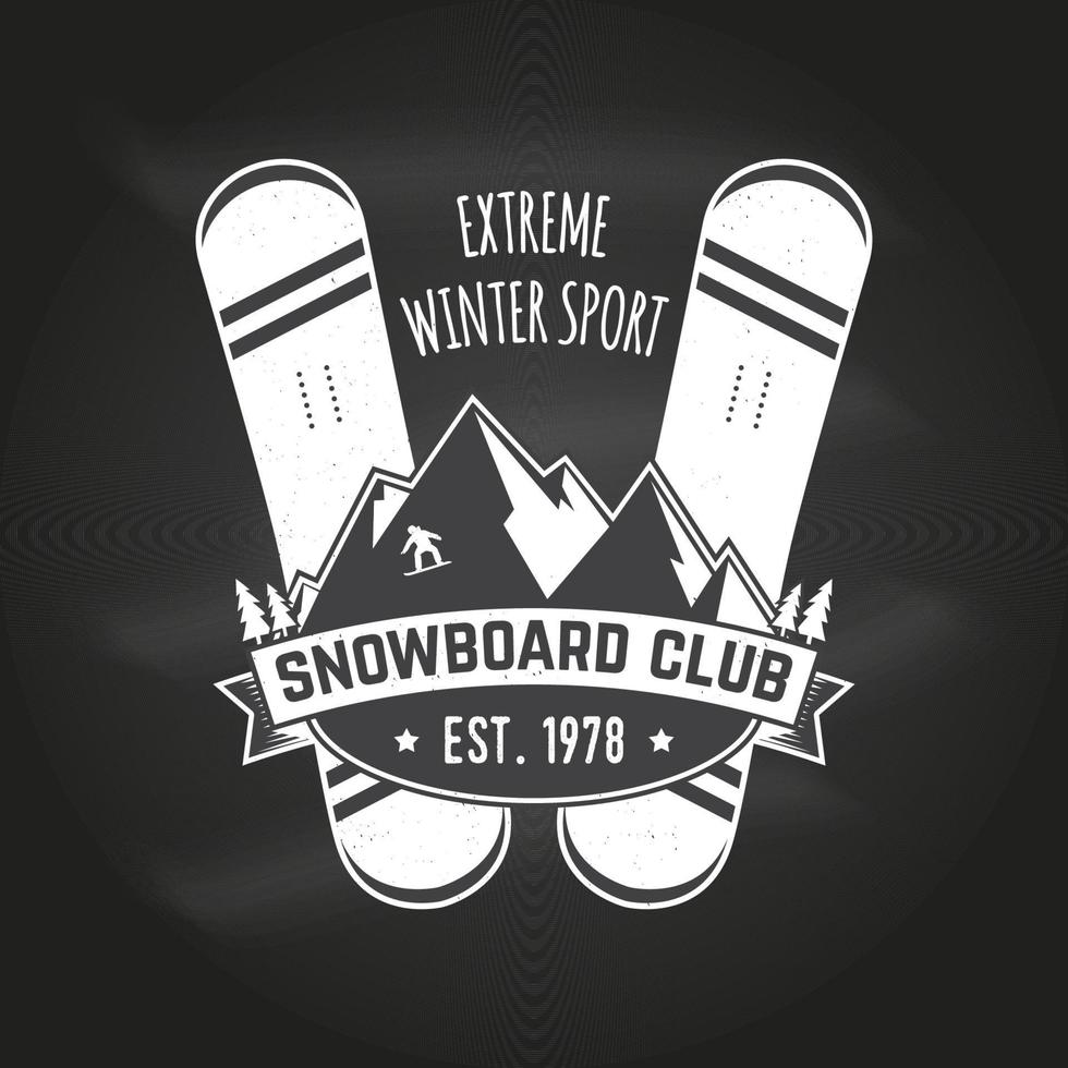 club de snowboard ilustración vectorial concepto para camisa, estampado, sello o camiseta. vector