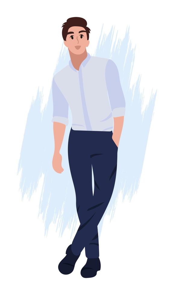 Vector illustration handsome cool men with casual clothes. Cartoon realistic people