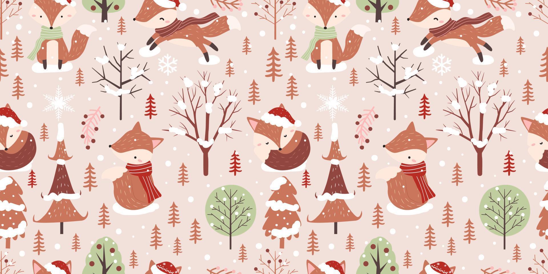 Winter and Christmas Themed Seamless Pattern vector