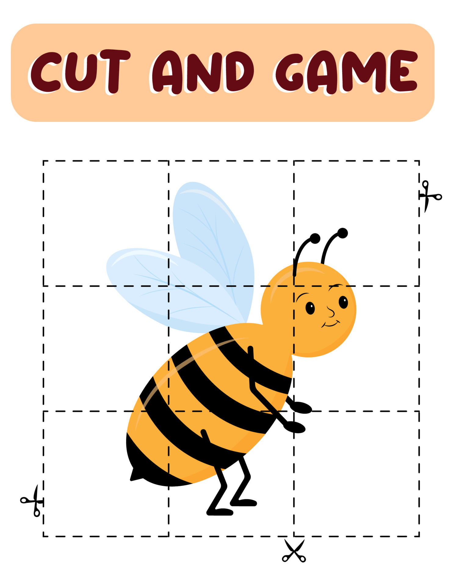 corte y de abejas. juego educativo para niños, hoja de imprimible.rompecabezas con insectos 14536106 Vector en Vecteezy