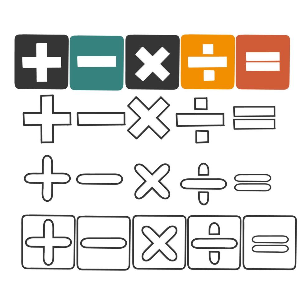 hand drawn doodle Mathematical symbols collection isolated vector