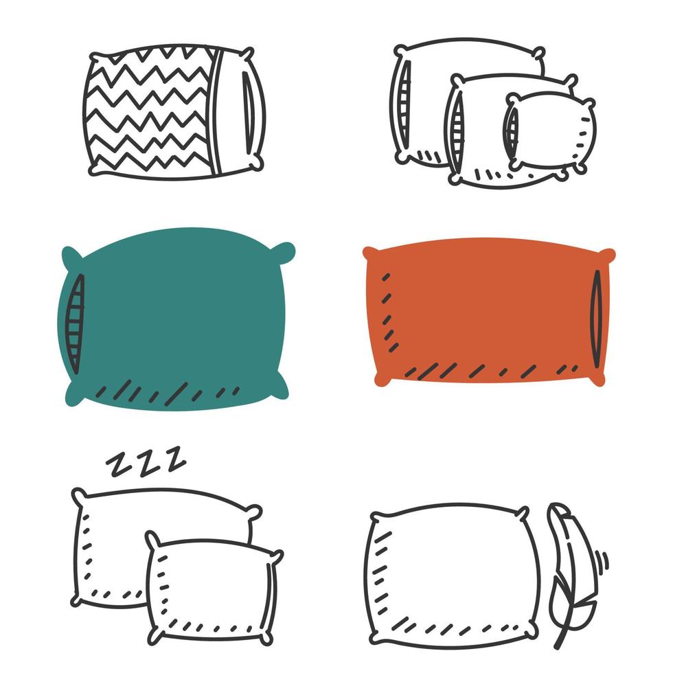 hand drawn doodle pillow illustration vector