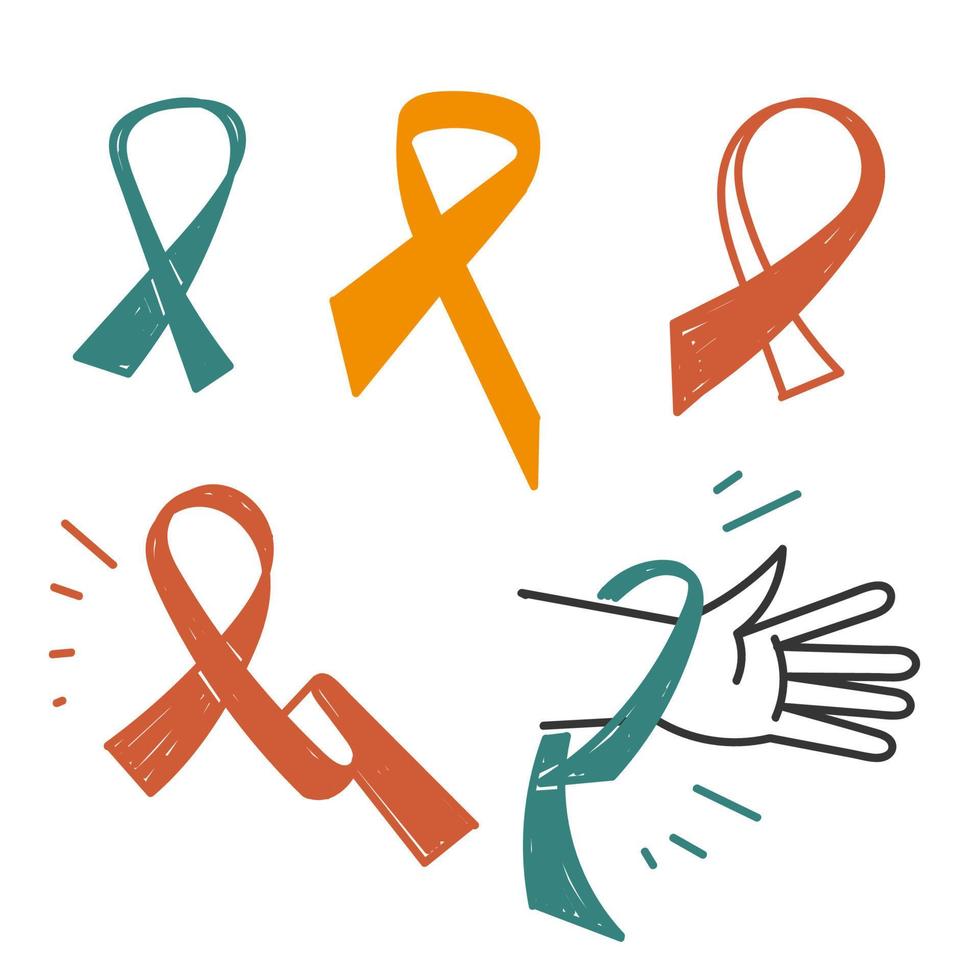 hand drawn doodle awareness ribbon illustration vector