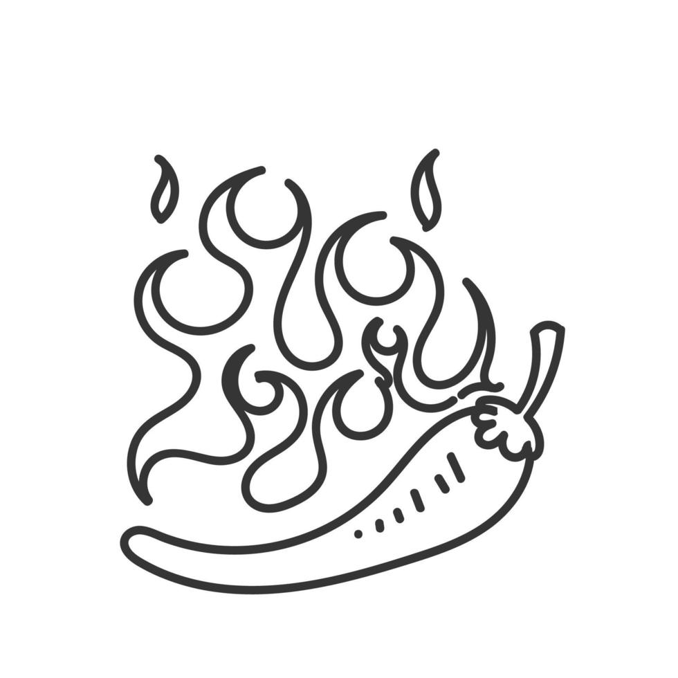 dibujado a mano doodle quema chile ilustración vector