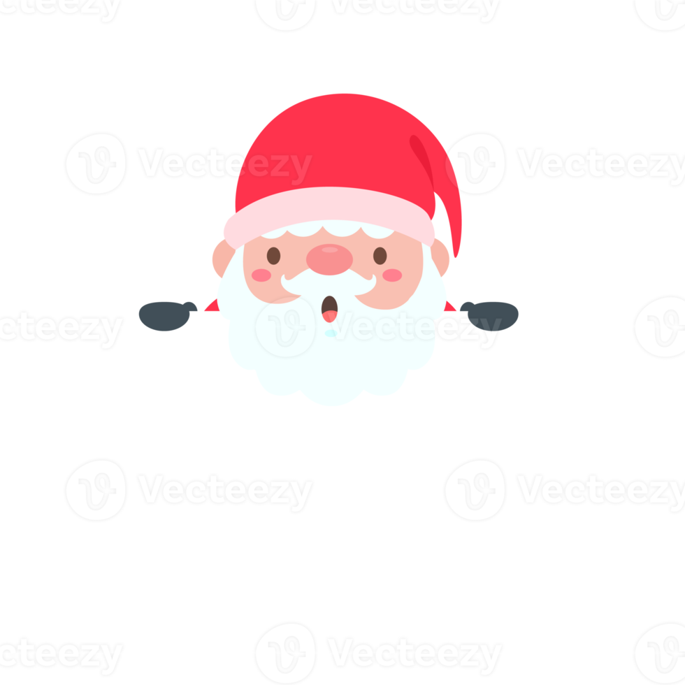 Santa Claus cartoon character with blank sign for decorating Christmas greeting cards png