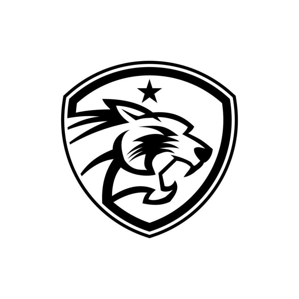 tiger shield gaming tactical logo design vector