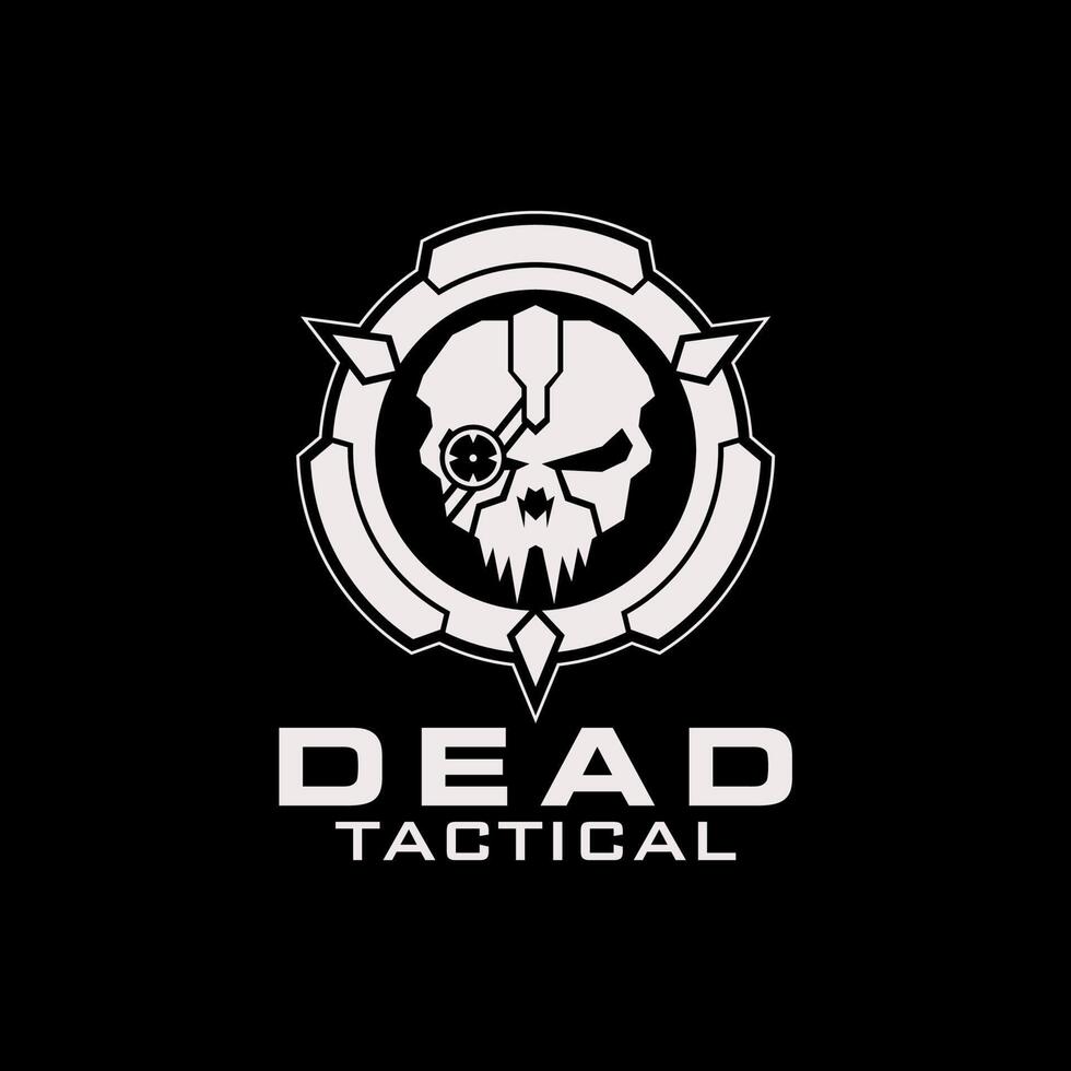 Dead tactical skull circle logo vector