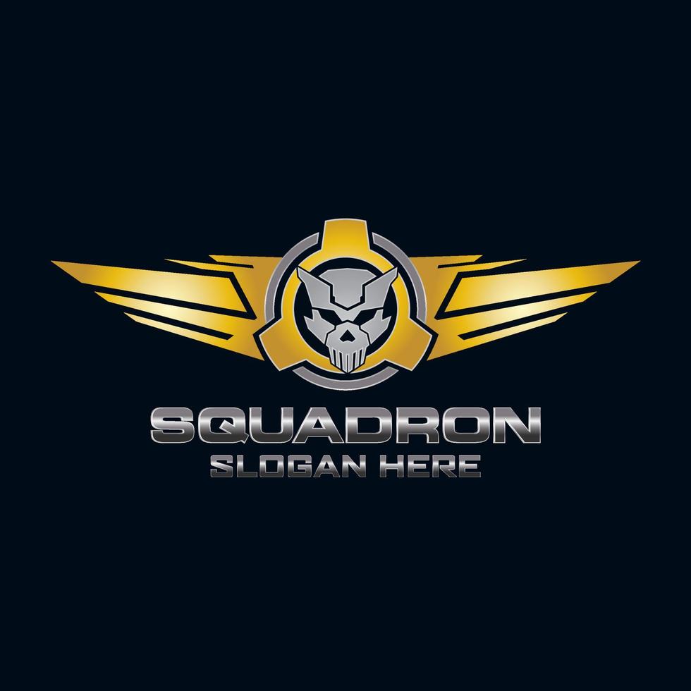 military squadron Skull Logo design vector