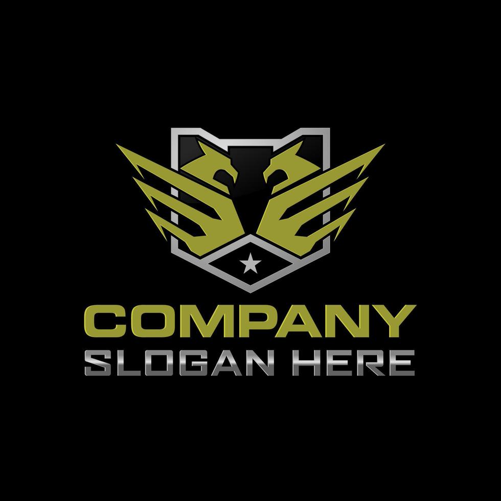 Double Eagle Badge tactical Military logo design Template vector
