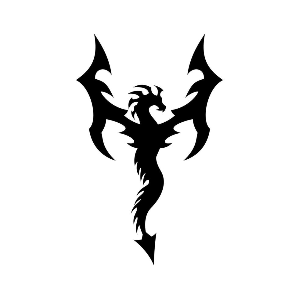 flying dragon shiluiete illustration vector