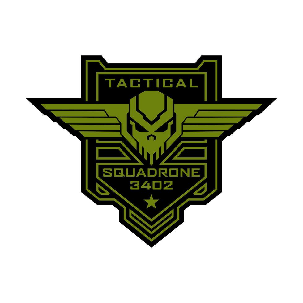 Tactical military skull squadron logo design vector