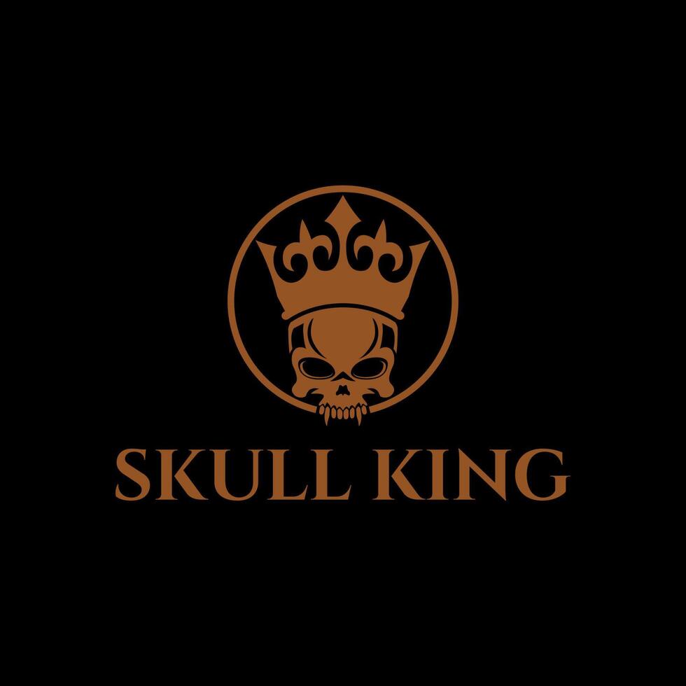 Skull king logo in circle vector illustration