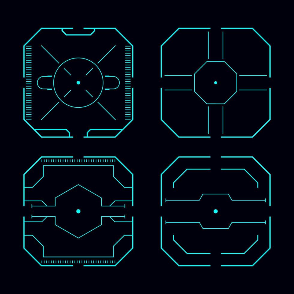 Square Futuristic Elements Scanning cross hairs vector