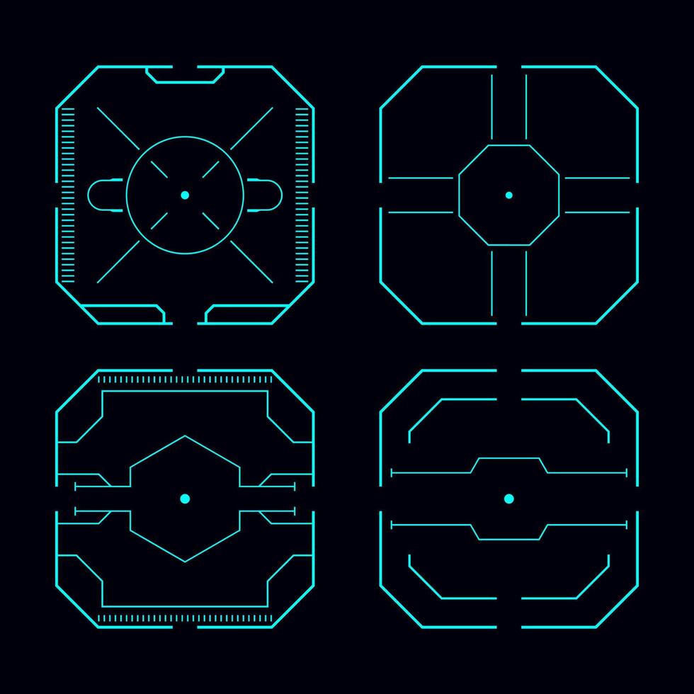 Square Futuristic Elements Scanning cross hairs vector