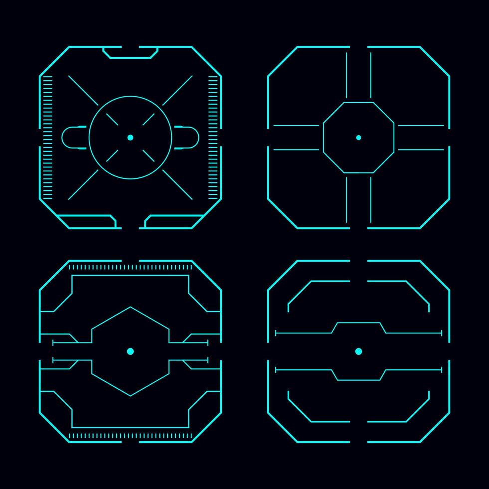 elementos futuristas cuadrados escaneando cruces vector