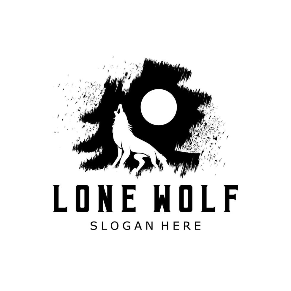 lone wolf logo design template vector