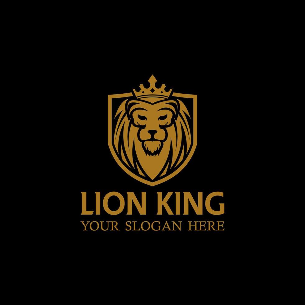 Royal Shield Lion King Crown vector  logo design illustration template