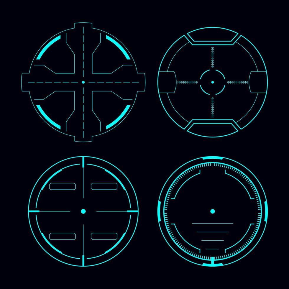 círculo de elementos de destino futuristas que escanean el punto de mira vector