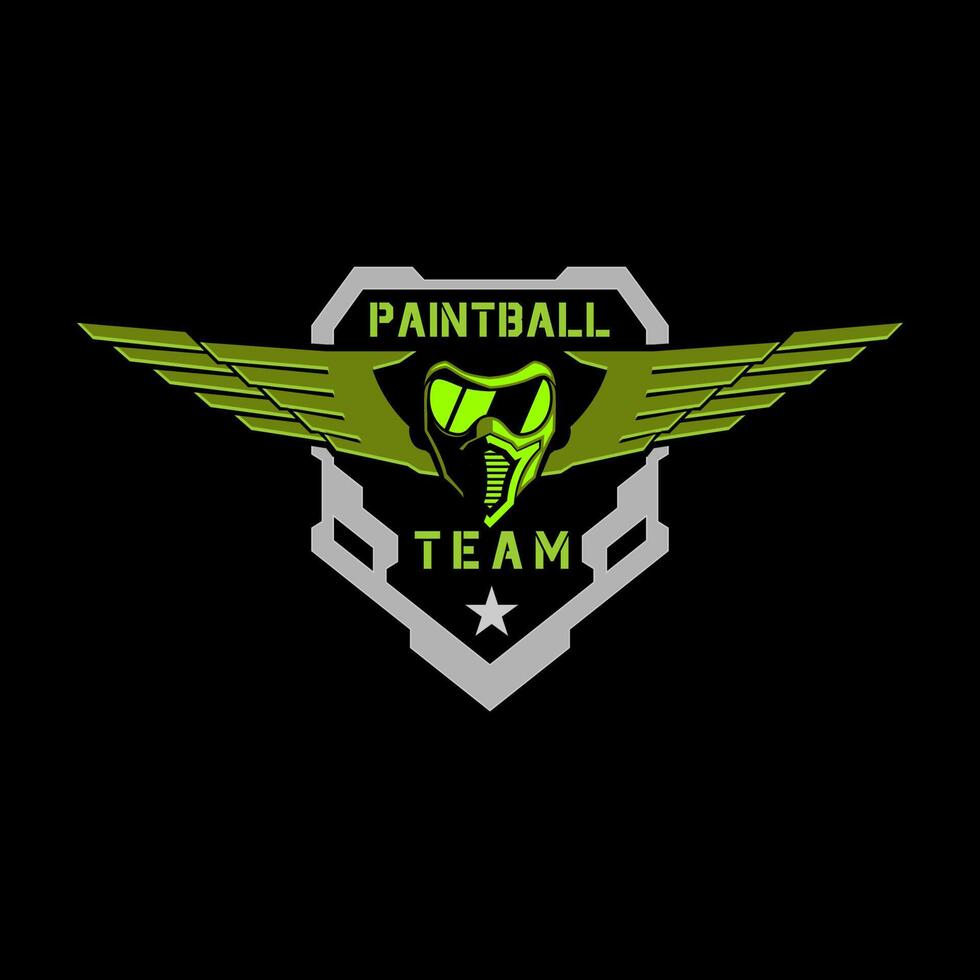 Tactical mask paintball military badge wings logo vector