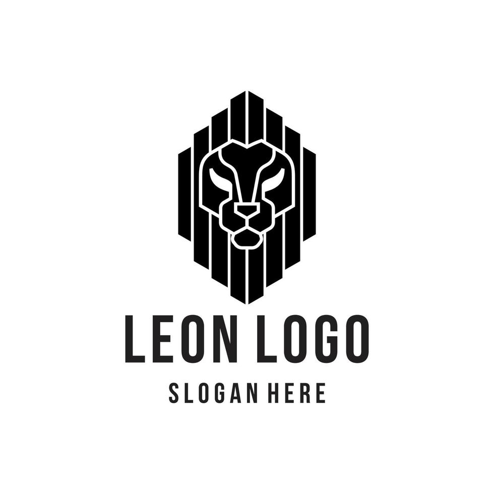 elegante ilustración en blanco y negro de la plantilla del logotipo del círculo de león vector