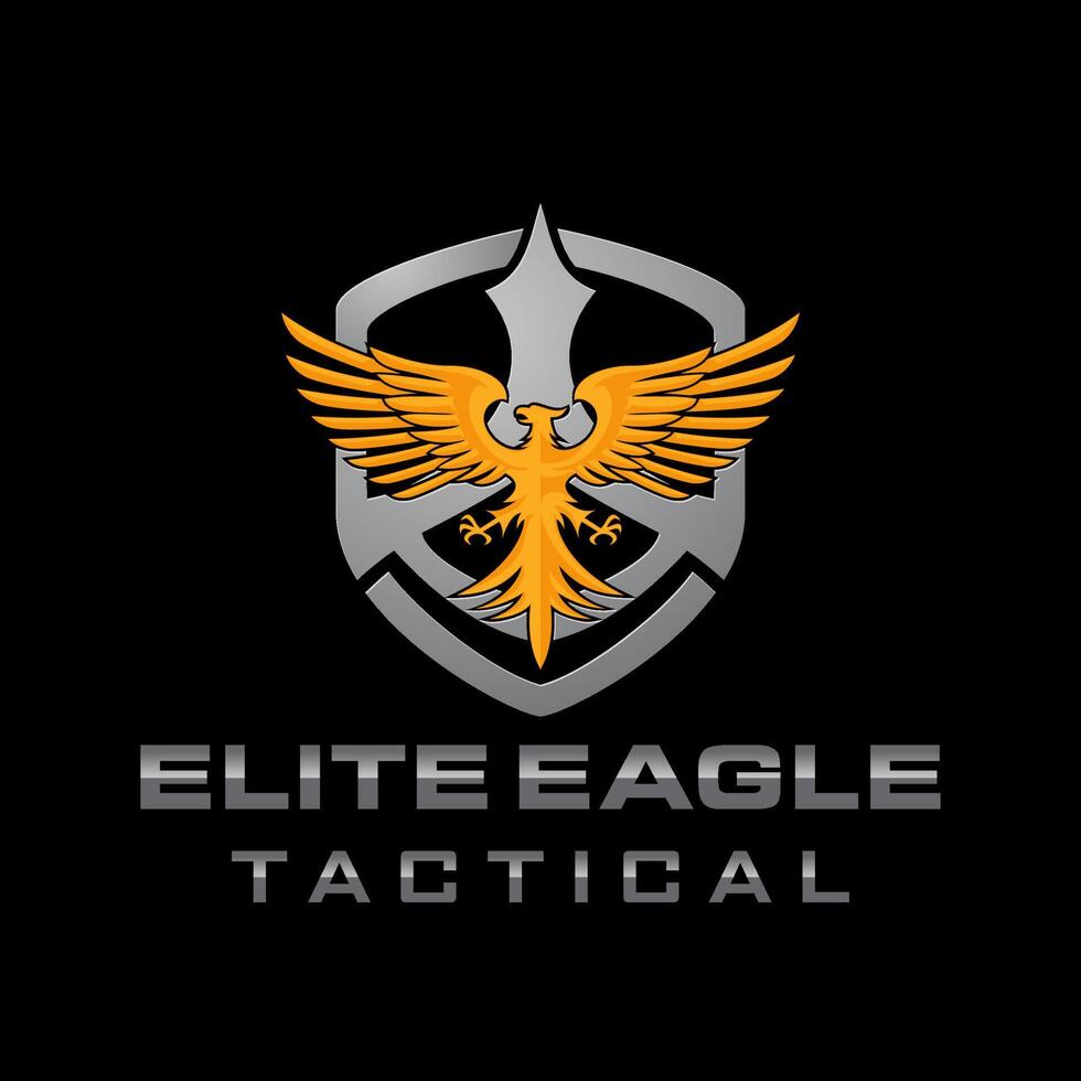 Elite Eagle Shield military logo design vector