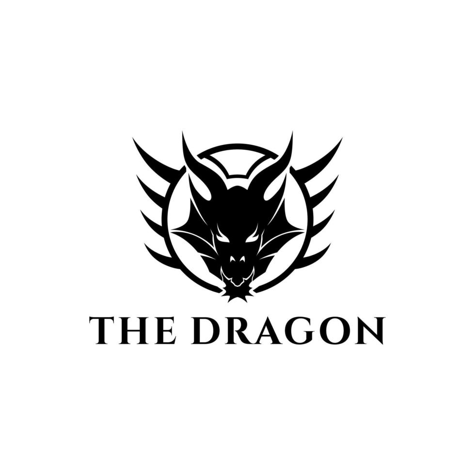 Dragon Face logo design  shiluiete illustration vector